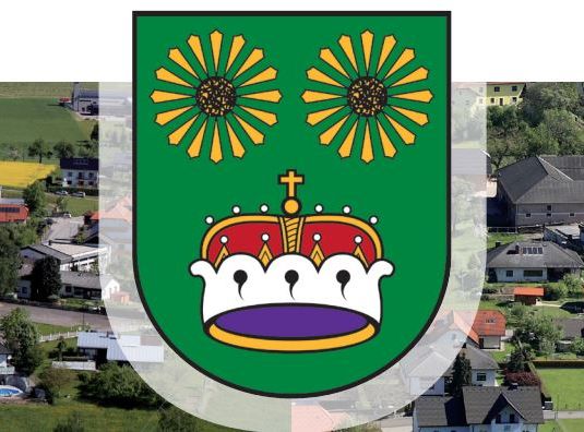 Herzogsdorf Vogelperspektive mit Wappen